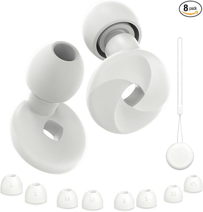 Faedra Ear Plugs for Sleeping 40dB Noise Cancelling, Reusable Soft Silicone Ear Plugs for Noise Reductiong, Earplugs for Sleep with 8 Ear Tips for Concerts, Snoring, Work, Shooting, and Travel (White)