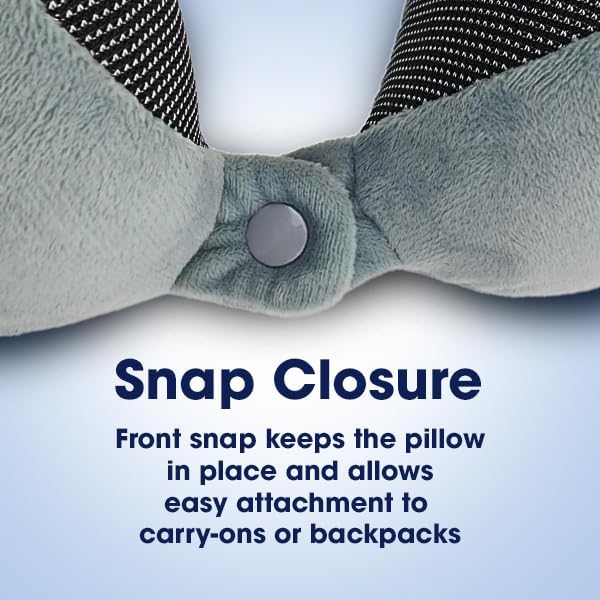 Wolf Essentials 4-Piece Memory Foam Neck Pillow Travel Set – Ergonomic Neck Support Pillow with Eye Mask, Earplugs & Mesh Carrying Case – Comfort for Airplane, Train, or Road Travel