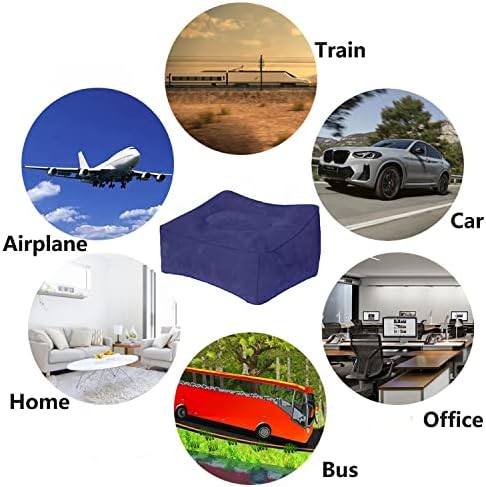 Inflatable Travel Pillow, Inflatable Travel Foot Rest Pillow, Leg Rest Pillow for Cars, Home, Office, Trains, Airplane, Blue