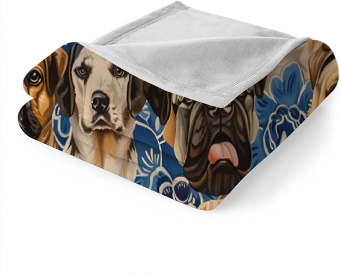 Dog Kids Throw Blanket, Cute Cartoon Dogs Fleece Blanket for Couch Bed Sofa, Pet Puppy Animal Blankets and Throws, Lovely Super Soft Cozy Plush Flannel Blanket 50x60, Decor & Gift