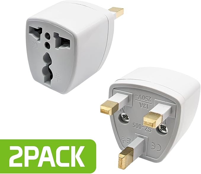 Cellet Universal Travel Adapter: Seamless Plug Conversion for International Travelers AC Wall Power Adapter to Convert China, UK, AU, EU & Other Plugs to US Plug (2PACK) (Type-G (UK HK))