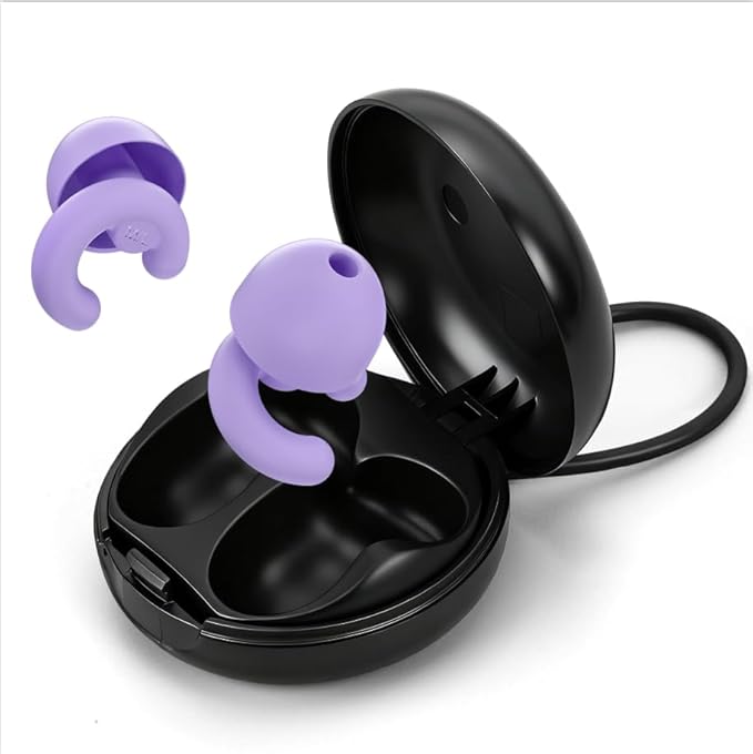Ultra-Soft Noise Cancelling Ear Plugs, Reusable Silicone for Sleep Concerts Travel Office,33dB (NRR),Ergonomic Integrated Design Fit for Small Ear Canals Noise Sensitivity (Purple, 1 Pair)