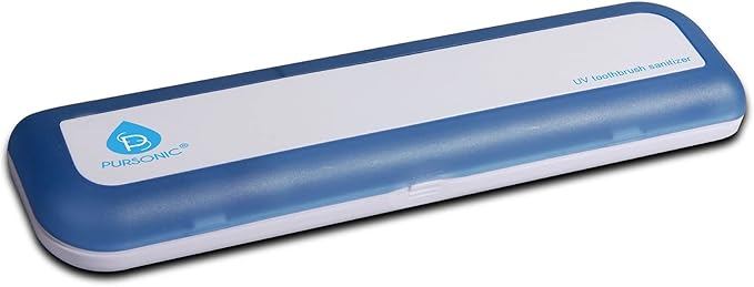 Pursonic Portable UV Toothbrush Sanitizer Case - Travel Toothbrush Sanitizer and Holder - For Electric and Manual Brush Heads with UV Light & Auto Shut Off Timer