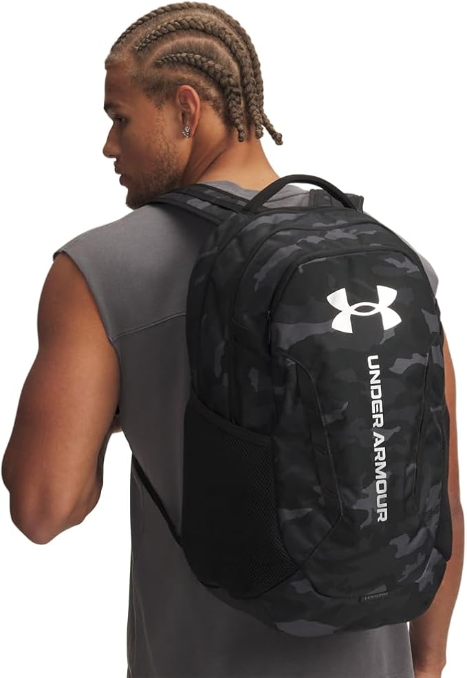 Under Armour Unisex Hustle 6.0 Backpack, (007) Black/Black/Metallic Silver, One Size Fits Most