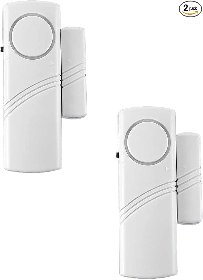 2 Pack Door Window Alarm, Magnetic Burglar Alert Sensor, Loud Door Alarms for Kids Safety, DIY for Home Security, Office Protection,Shopping Store Need AAA Battery(withoutbattery)