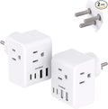 2 Pack Israel Power Adapter, One Beat Israel Travel Plug Adapter with 3 American Outlets 4 USB Ports(2 USB C), 7 in 1 Type H Travel Adapter Plug Converter for US to Israel, Jerusalem, Palestine
