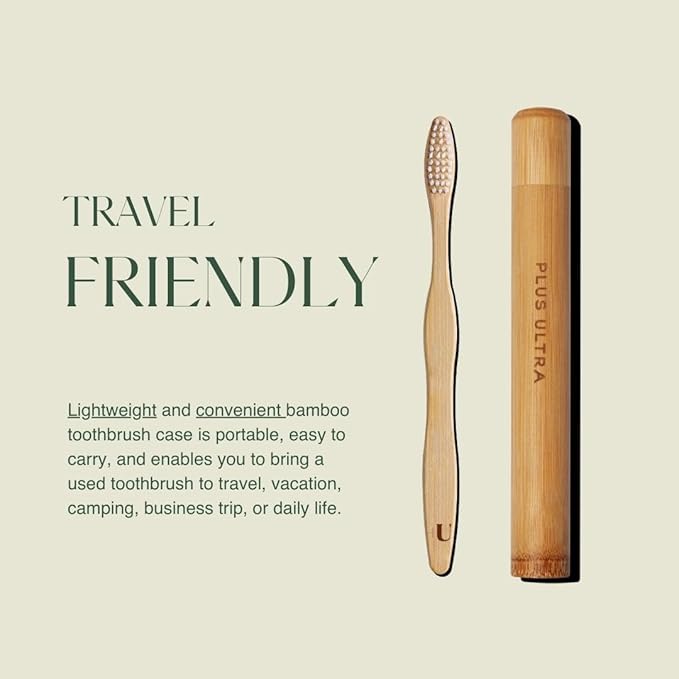 Plus Ultra Kids Plastic-Free Bamboo Toothbrush Case – Sustainable Travel Holder for Children – Ventilated, Compostable & Lightweight – Eco-Friendly Oral Care Essential