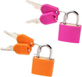 2 Pack TSA Approved Luggage Locks - Suitcase Padlocks with Keys, Travel Baggage Locks for School Gym Lockers, Laptop Bags & Outdoor Gear (Rose Red + Orange)