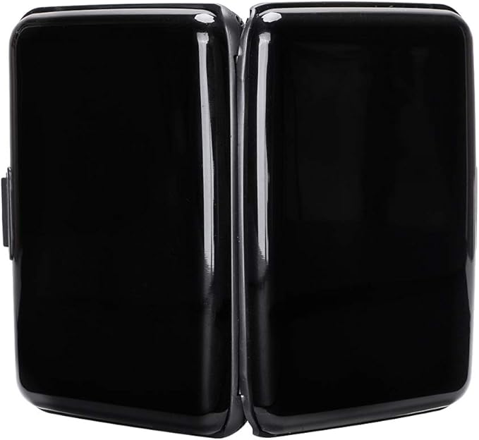 ELFISH RFID Blocking Credit Card Protector Aluminum ID Case Hard Shell Business Card Holders Metal Wallet for Men or Women (Black)