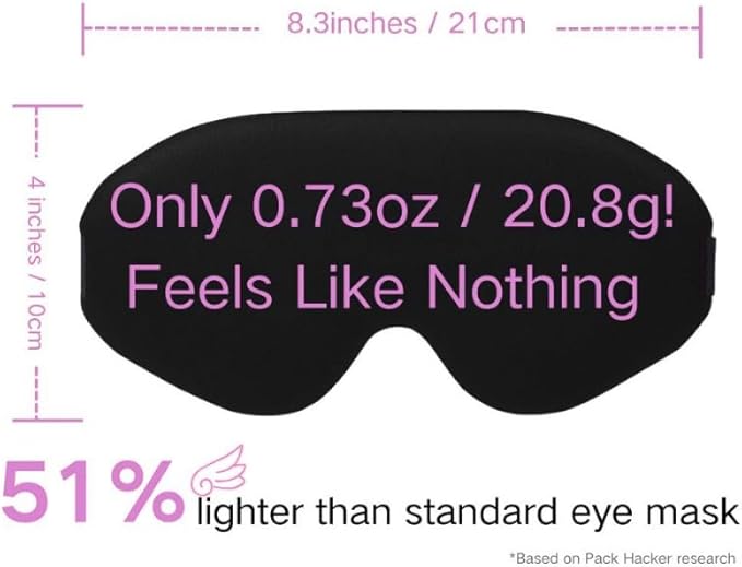 100% Light Blocking Sleep Mask with Storage Bag, Only 0.73oz Light Comfortable 3D Contoured Memory Foam, Blink Freely Eye Masks for Sleep, Travel, Nap, for Women, Purple