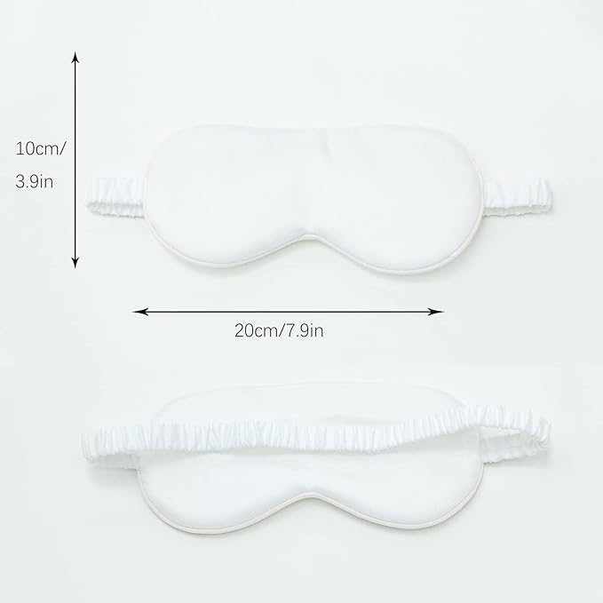 HBHLFZ Sleep Mask 2 Pack - Bamboo Viscose Fiber Sleeping Eye Mask - with Elastic Band/Headband - Comfort Sleeping Shade - for Nighttime Sleeping, Traveling & Napping（White）