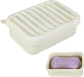 Silicone Leak-Proof Travel Soap Case, Portable Soap Container with Removable Draining Pad, Compact Soap Box for Travel, Gym, Camping, Bathroom(Off White)