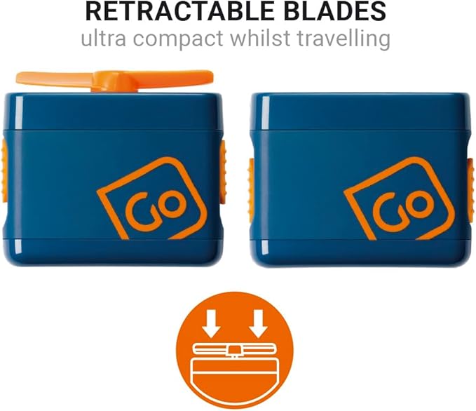 Go Travel Pocket-Sized Travel Fan, Portable Fan with Retractable Blades, Discreet, Battery-Powered Mini Fan, Travel Essentials