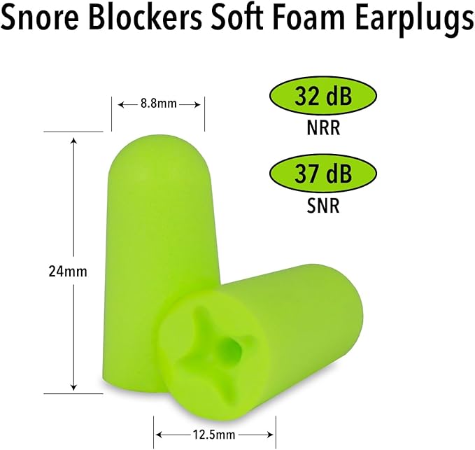Mack’s Snore Blockers Soft Foam Earplugs, 50 Pair – 32 dB High NRR, 37 dB SNR – Comfortable Ear Plugs for Sleeping, Snoring, Loud Noise and Travel