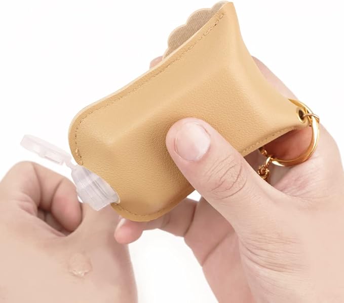 8 PCS Hand Sanitizer Holder,Leather Empty Travel Size Bottle, Mini Hand Sanitizer Keychain Travel Size