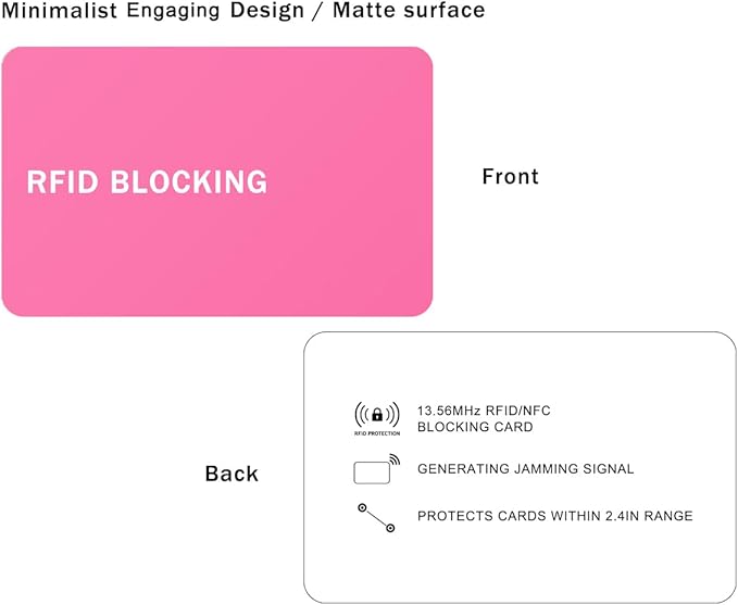 RFID Blocking Card - 5 Pack, Contactless NFC Credit Card ID Protection Safe Bank Card Passport Entire Wallet Purse Shield Protector Blocker Guard (Pack of 5, Pink)