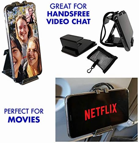 The SkyClip+ Phone & Tablet Holder for Air Travel, Home and Office Use - Inflight Phone Mount & Stand Compatible with iPhone, Android, Kindle and Tablets - Ultimate Travel Accessory (Blue)