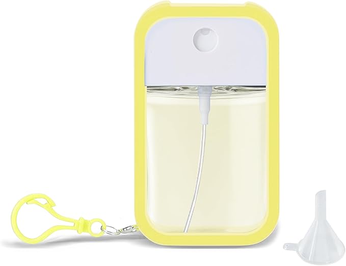 Refillable Hand Sanitizer Spray Bottle Keychain - 1oz / 50ml Leakproof Empty Spray Bottle with Silicone Case, Funnel & Clip,Portable Mini Travel Sanitizer Holder for Purse, Pocket, Gym Bag