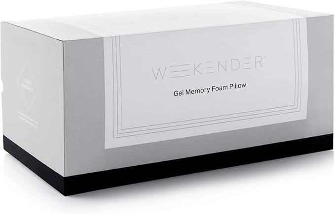 Weekender Gel Memory Foam Pillow - Queen Size - 1-Pack - Medium Firm Feel - Neck and Shoulder Support - Side & Back Sleepers - Home, Hotel, & Hospital Essentials - CertiPur Certified