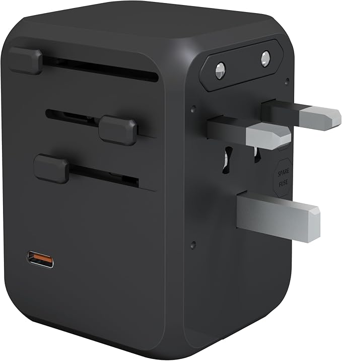 Reflex Power Universal Travel Adapter & GaN Charger, 35W PD Fast Charger Plug, 2 USB-A & 2 USB-C Ports, International Travel Adapter, Quick Charging Suitable for Europe/USA/Australia/Asia
