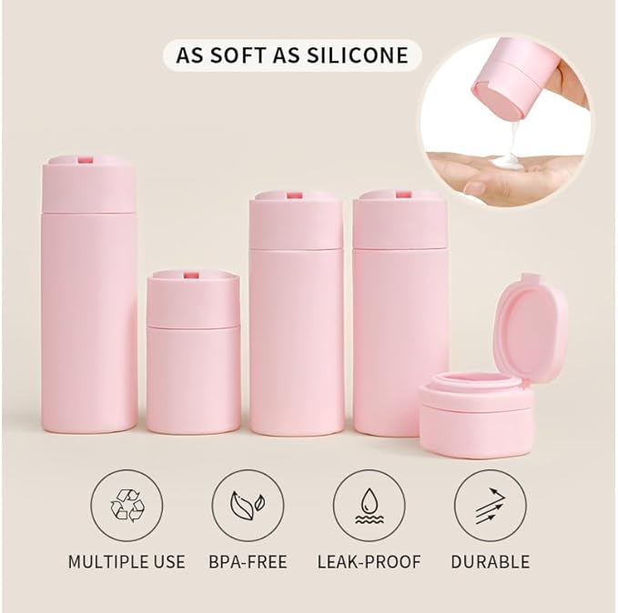 5 Pack Brief and Fashion Travel Bottles TSA Approved, BPA Free Travel Size Containers Refillable Squeeze Bottles for Cosmetic Shampoo Cream Conditioner … (Nordic Milk Blue)