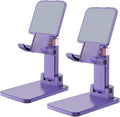 Phone Stand for Desk, Cell Phone Holder Adjustable Cellphone Stand for Desk Height Angle Adjustable Stands, Anti-Slip Base, Compact Design for iPhone Android Devices (Purple, 2Pack)