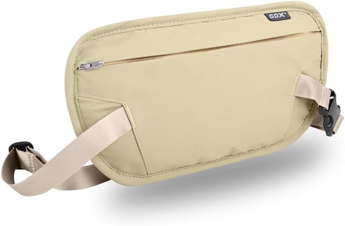 GOX Money Belt for Men Travel, Anti-Theft Hidden Waist Pack, RFID Secure Travel Belt for Men, Ultra-Thin Under-Clothes Passport Wallet with Documentry Safety & Money Holder (Lemon)
