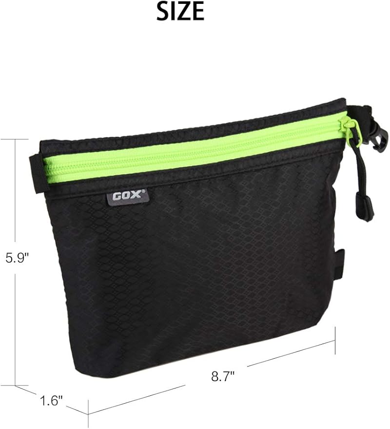 GOX Ultra Light Carry On Small Zipper Pouch, Toiletry Bag, Packing Sack, Makeup Bag, Digital bag,Watre Repellent Nylon (Black)