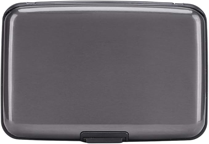 ELFISH Mini RFID Aluminum Wallet Credit Cards Holder Business Card Case Metal ID Case for Men Women (Grey)