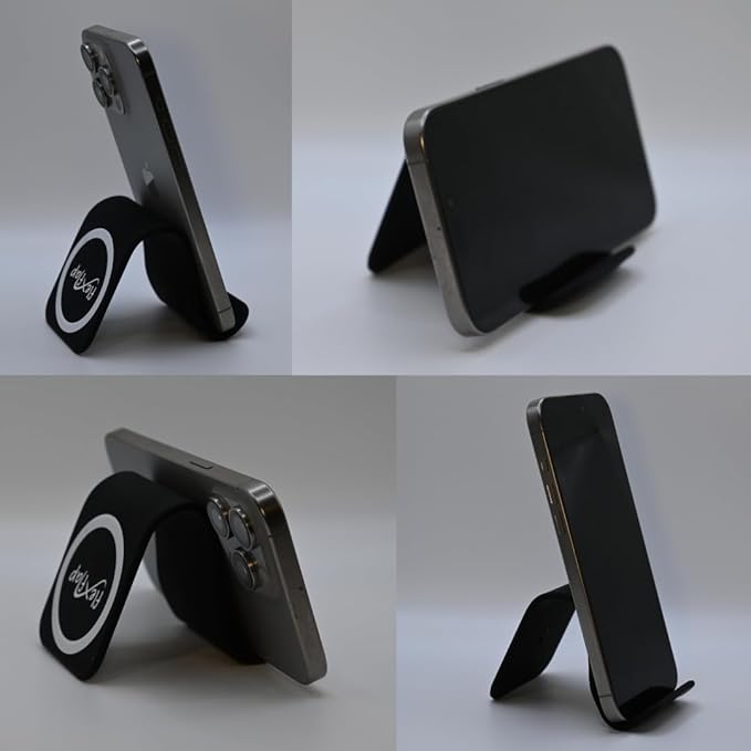 Flex Flap Mag Safe Phone Stand Airplane Travel Essentials for Flying Cell Phone Holder with Mag Safe Magnet & Flexible Silicone Stand for Desk, Treadmill, Home & in-Flight Airplane Travel Accessories