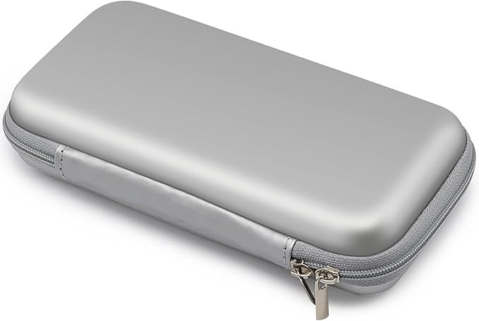 iMangoo Travel Essential Electronics Organizer Pouch Charger Case, Shockproof Dual Zipper Power Bank Cables Tech Accessories Purse, Men & Women Travel Must Have Storage Bag, 6.5x3.2x1 inch Silver