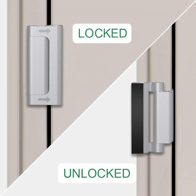 Door Lock for Kids Safety - Home Security Door Reinforcement Lock for Front Door Bedrooms Withstand 800 lbs Top Metal Flip Child Proof Door Lock Latch Night Door Guardian for Inward Swinging Doors