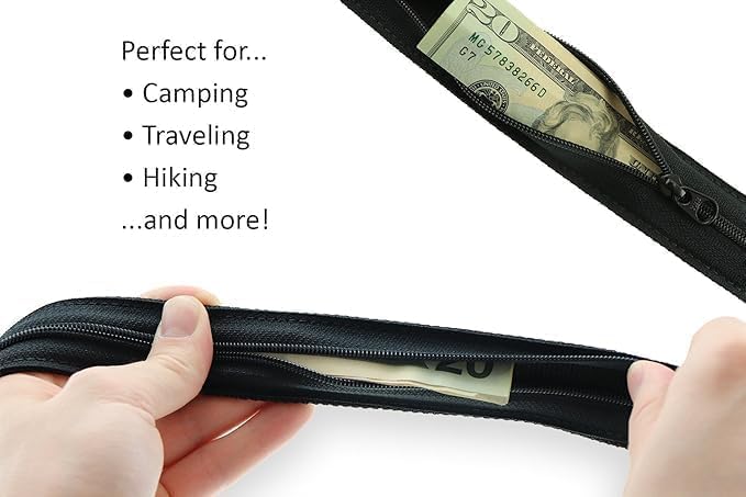 Dakota Travel Money Belt with Hidden Zipper by Thomas Bates (Graphite, Big & Tall)