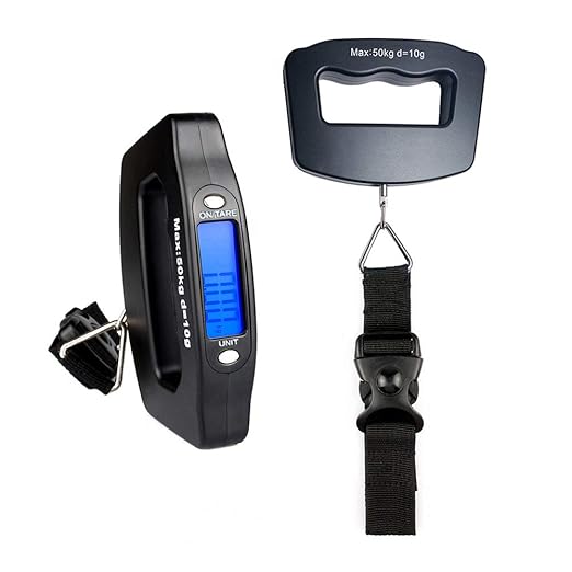Handheld Digital Luggage Scale with Grip for Travel Portable Electronic Weighing Suitcase and Bag 110Lb/50kg Black