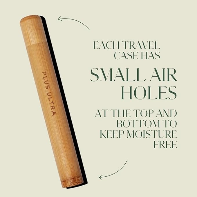 Plus Ultra Kids Plastic-Free Bamboo Toothbrush Case – Sustainable Travel Holder for Children – Ventilated, Compostable & Lightweight – Eco-Friendly Oral Care Essential