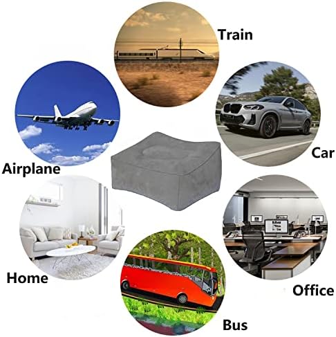 Inflatable Travel Pillow, Inflatable Travel Foot Rest Pillow, Leg Rest Pillow for Cars, Home, Office, Trains, Airplane, Grey