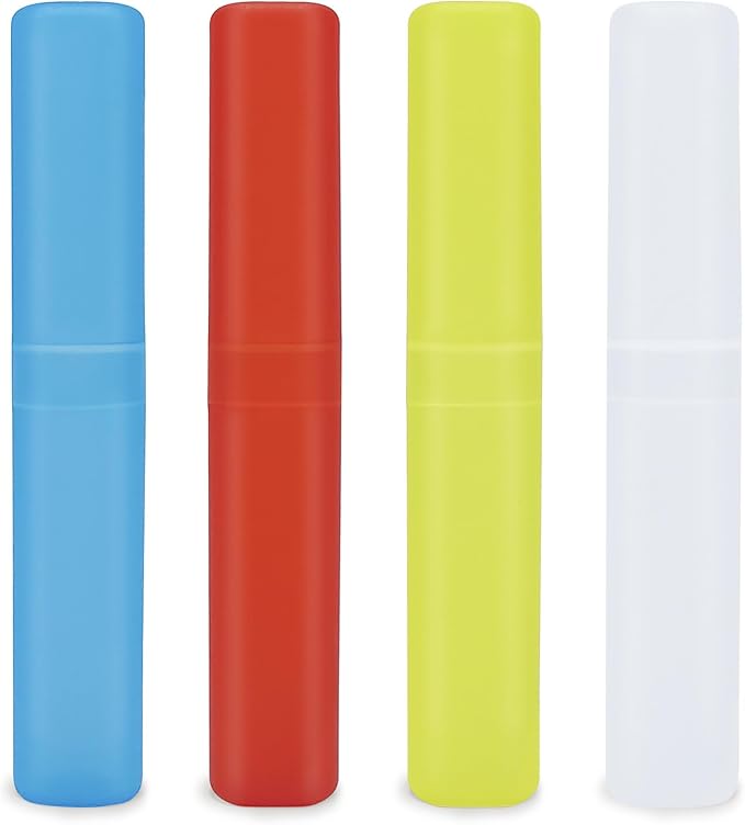 Mulbozy 4 Pack Portable Travel Toothbrush Case, Transparent Breathable Plastic Toothbrush Holder for Home, Travel, Business, Camping, School