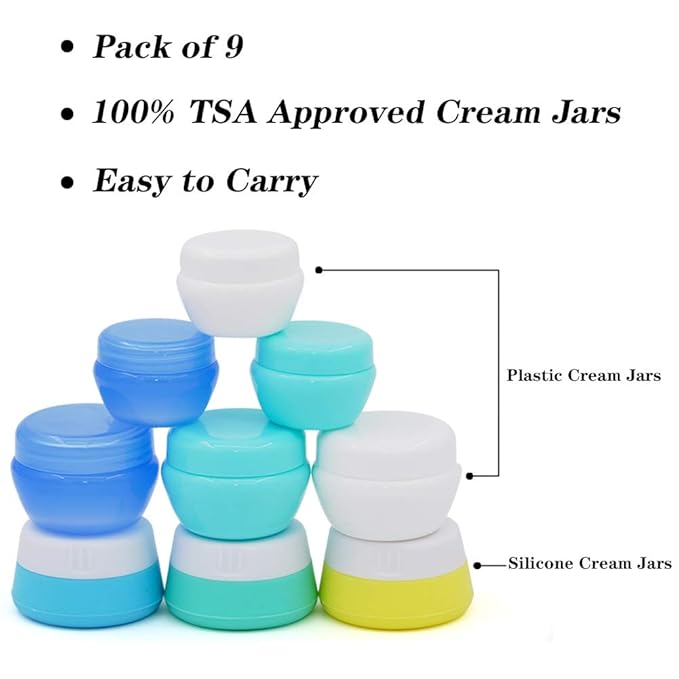 Cosywell Travel Containers Sets Silicone & PP Cream Jars for Toiletries