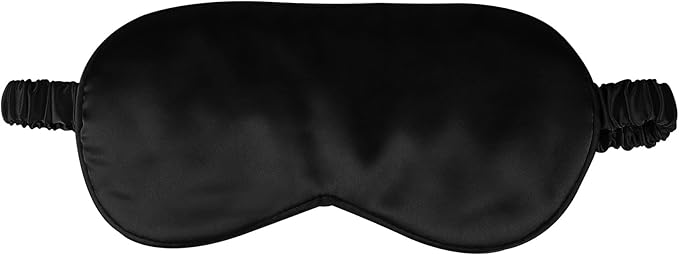 1 Pack Sleep Mask, Silk Eye Mask with Elastic Strap, Blindfold, Soft Silk Sleeping Mask for Girls, Women, Men (Black)
