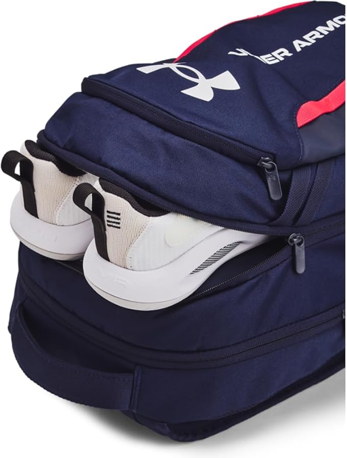 Under Armour Unisex-Adult Hustle 6.0 Backpack, (412) Midnight Navy/Midnight Navy/White, One Size Fits Most