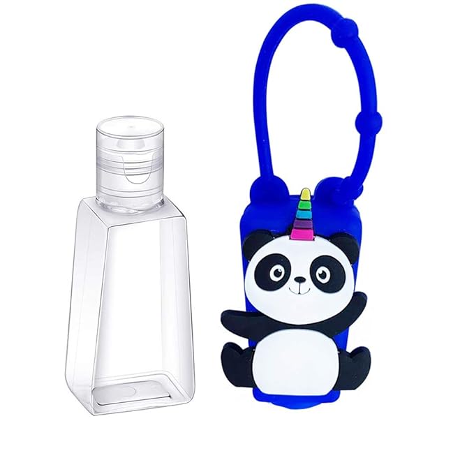6Pcs Travel Size Kids Empty Hand Sanitizer Bottles with Keychain Holder Detachable Silicone Protective Case 30ml Plastic Travel Bottles Leak Proof Refillable Containers - Panda