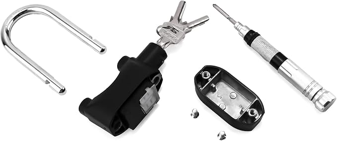 QWORK Alarm Lock, 110 Db Universal Security Alarm Lock System Burglar Door Motor Bike Padlock with 3 Keys (Black)