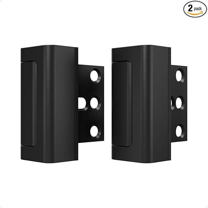 2 Pack Home Security Door Reinforcement Lock, Childproof Safety Door Lock Latch Stopper, Removable Screw-Mounted, Prevent Home Unauthorized Entry, Aluminum Construction, Withstands 800 lbs
