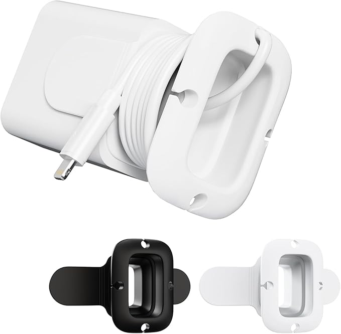 Silicone Collapsible Cord Wrap Foldable Charger Organizer Compatible with Phone Charger and Adapter, Wired Manager Holder Wrap Winder Cable Management Travel Essentials (Black&White)
