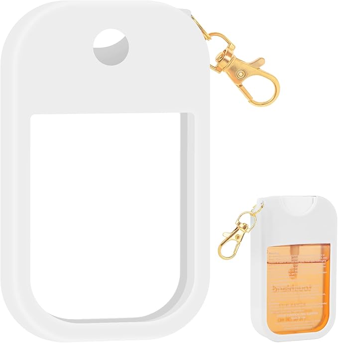 Hand Sanitizer Spray Case Compatible with Touchland, Silicone Hand Sanitizer Case Holder with Keychain for Power Mist and Glow Mist 1 fl oz, (White)