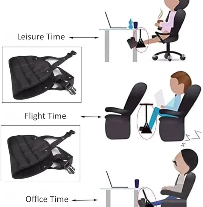 Premium Airplane Foot Hammock for Plane Travel - Ergonomic Foot Rest for Air Travel - Adjustable Leg Rest - Ideal for Long Flight - Comfortable Leg Hammock - Travel Essentials for Airplane Comfort