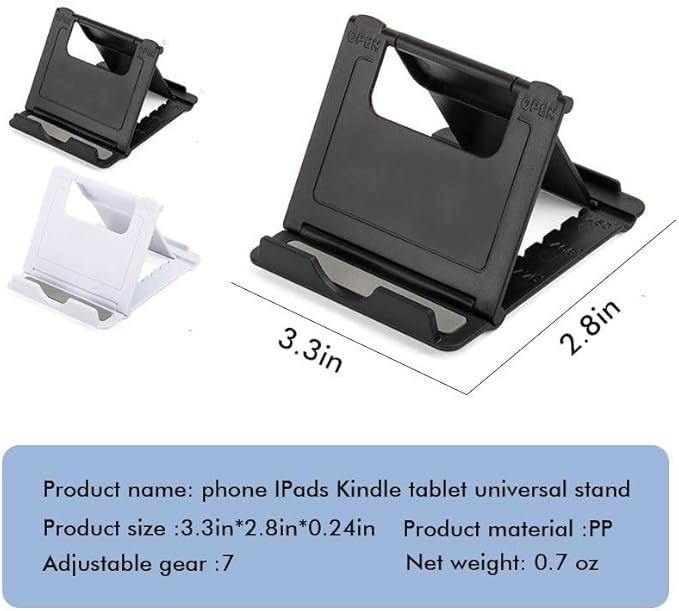 Portable Cell Phone Stand Holder for Desk, 【5 Pack】 Foldable Pocket-Sized Adjustable Mount, Universal Desktop Kickstand Compatible with iPhone, iPad, Kindle & Android Devices (fiveBlack)