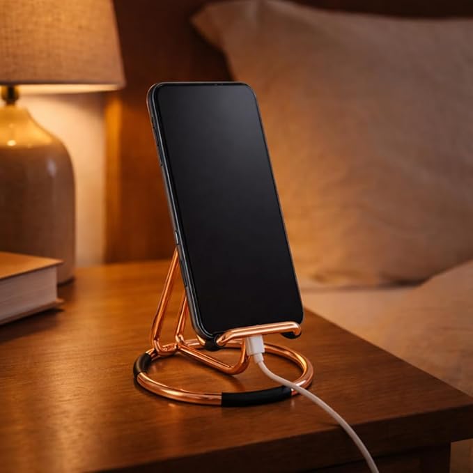 Mizi Cell Phone Stand for Desk – Metal Mobile Phone Holder Compatible with iPhone, iPad, Switch & All Smartphones – Cute, Classy Stylish Display Stand – Rose Gold