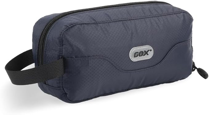 GOX Travel Small Toiletry Bag for Men Nylon Dopp Kit Medicine Bag Travel Organizer Pouch Shave Kits for Teens Toiletry Essentials Bathroom Compact (Navy, 7.9 * 3.7 * 2 Inches)