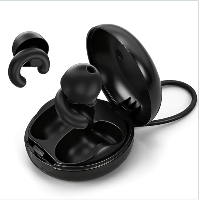 Ultra-Soft Noise Cancelling Ear Plugs, Reusable Silicone for Sleep Concerts Travel Office,33dB (NRR),Ergonomic Integrated Design Fit for Small Ear Canals Noise Sensitivity (Black, 1 Pair)